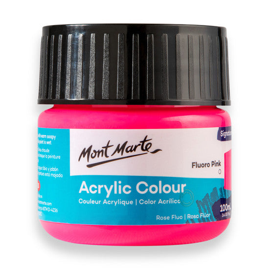 Mont Marte Fluoro Pink Acrylic Paint 100ml MSCH1111
