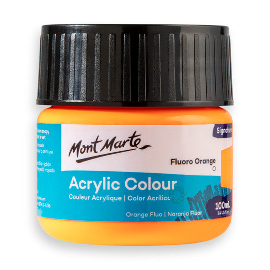 Mont Marte Fluoro Orange Acrylic Paint 100ml MSCH1112