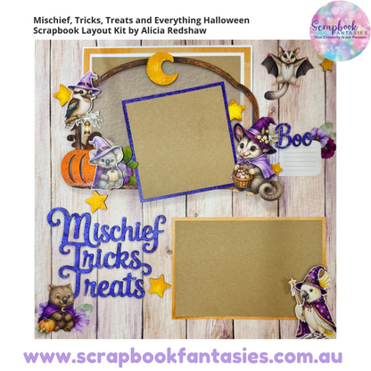 Mischief, Tricks, Treats and Everything Halloween Scrapbook Layout Kit by Alicia Redshaw