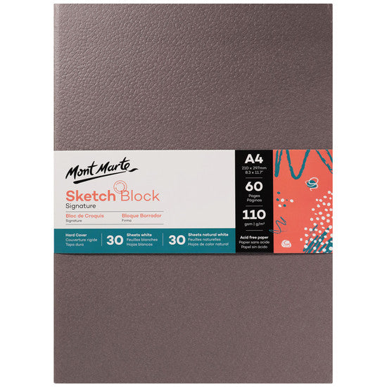 Mont Marte A4 Sketch Block 110gsm - Hard Cover - 60 pages - MSB0094