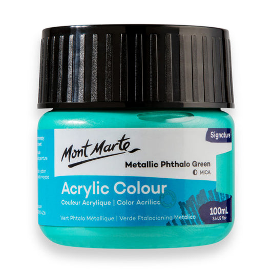 Mont Marte Metallic Phthalo Green Acrylic Paint 100ml MSCH1105