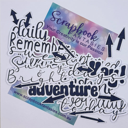 Moonlit Magic Colour-Cuts - Everyday Words - Navy Print (24 pieces) 20963