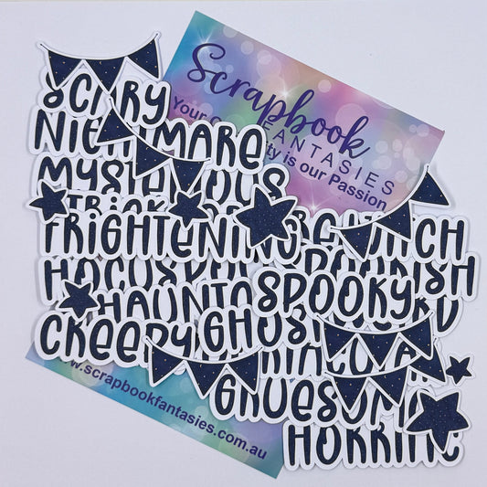 Moonlit Magic Colour-Cuts - Navy Words (27 pieces) 20947