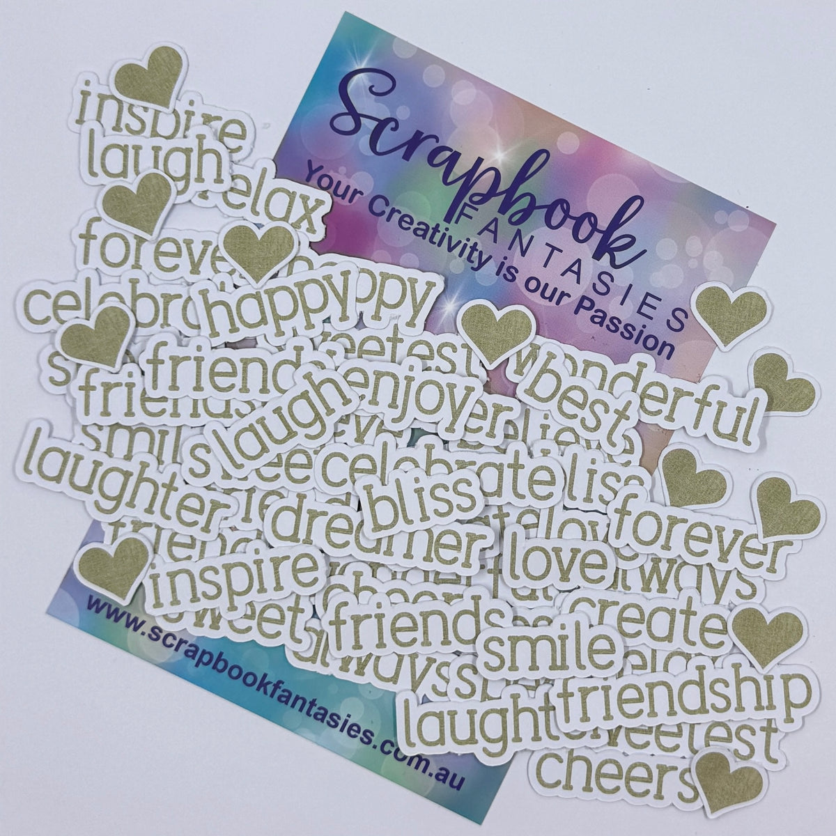 Moonlit Magic Colour-Cuts Words 4 - Eucalyptus Hessian 11 (over 55 pieces) 20971