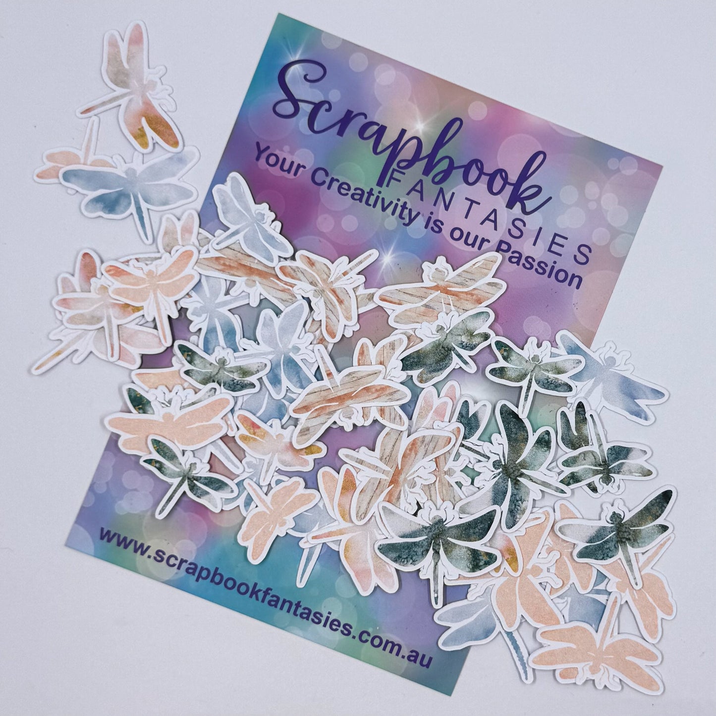 Peach Whimsy Colour-Cuts - Dragonflies (over 50 pieces) 20858