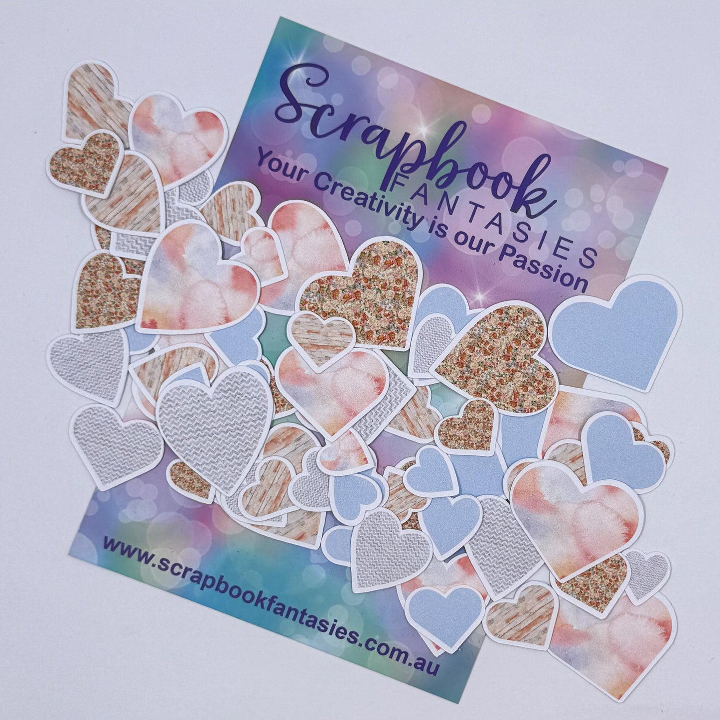 Peach Whimsy Colour-Cuts - Lots of Hearts (over 60 pieces) 20851