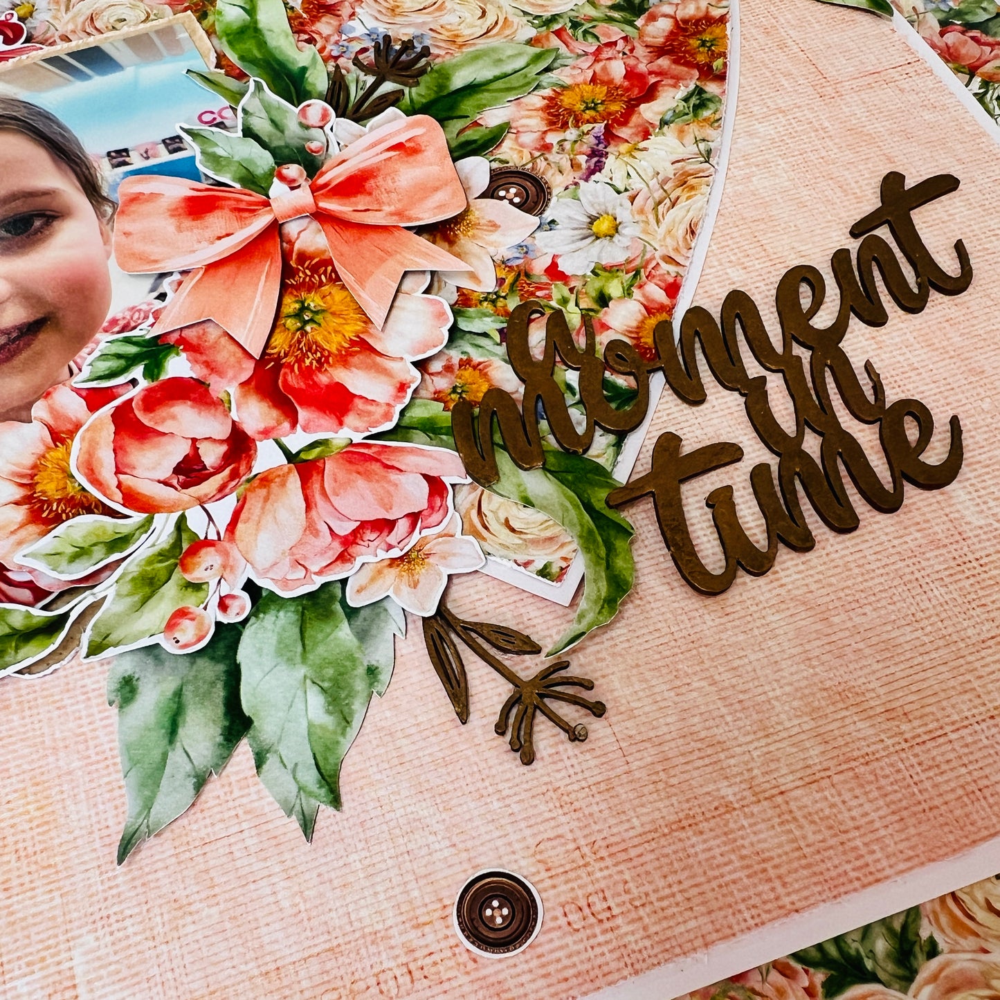 Peach Whimsy Duo of Single Scrapbook Layouts Kit by Alicia Redshaw