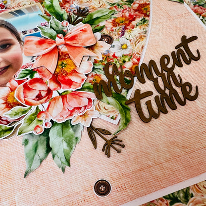 Peach Whimsy Duo of Single Scrapbook Layouts Kit by Alicia Redshaw