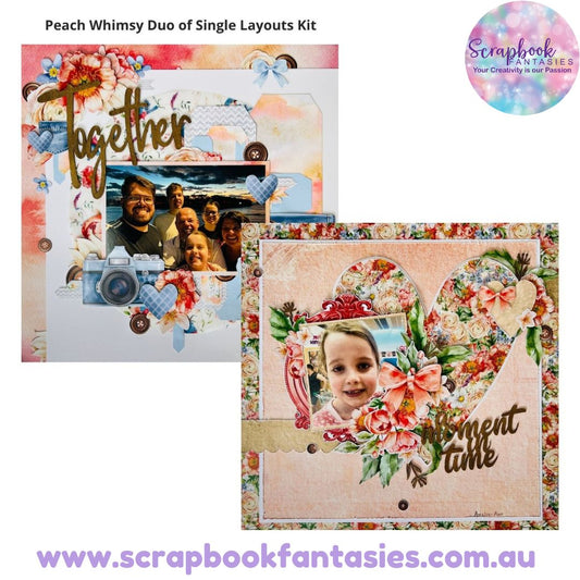 Peach Whimsy Duo of Single Scrapbook Layouts Kit by Alicia Redshaw