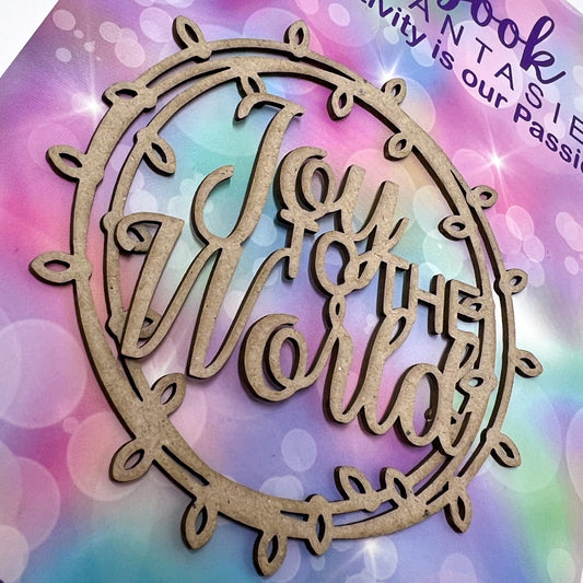 Chippie-Cuts Grey 1.2mm Chipboard Title Set - Joy to the World + Circle of Lights 3.5"x3.5" 20211