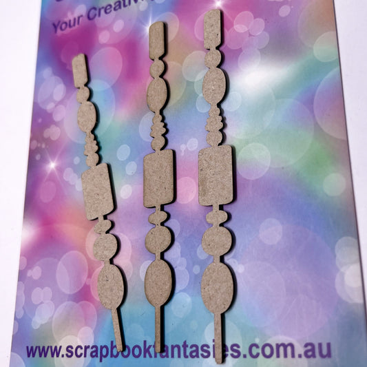 Chippie-Cuts Grey 1.2mm Chipboard - Boho Dangles 2 (3 pack) .05"x4" 20179