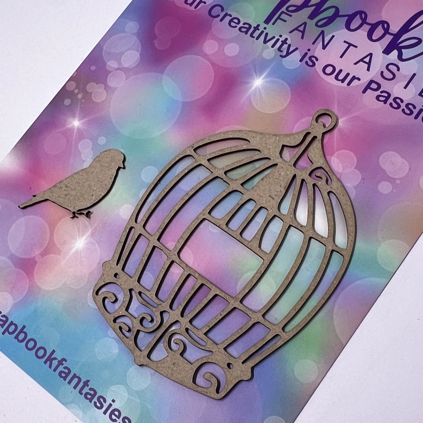 Chippie-Cuts Grey 1.2mm Chipboard - Birdcage & Bird (2 pieces) 2.25"x3.5" + approx. 1" 19604