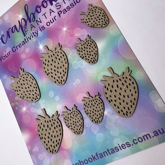 Chippie-Cuts Grey 1.2mm Chipboard - Strawberries (8 pack) 1" + 1.5" 20281