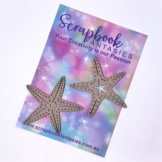 Chippie-Cuts Grey 1.2mm Chipboard - Fancy Starfish (2 pieces) 3"x2.75" 20276