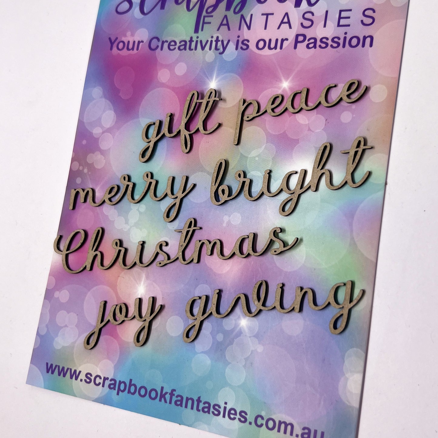 Chippie-Cuts Grey 1.2mm Chipboard Word Set - Christmas words (7 pieces) approx. 0.75" high 20296