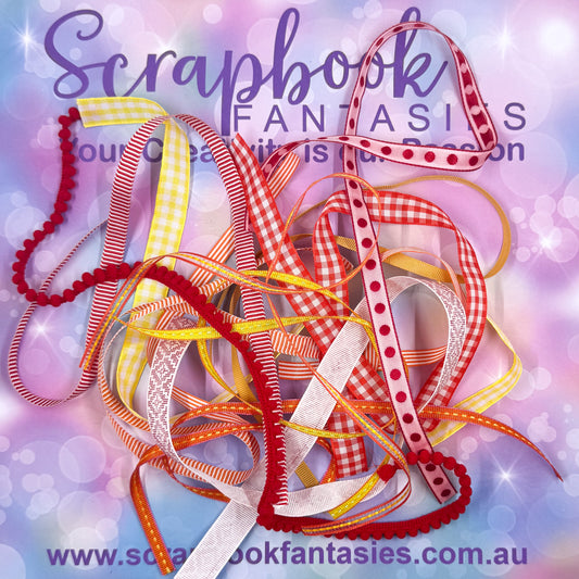 Scrapbook Fantasies Sunshine Ribbon Pack - 12 x approx. 1/2 mt lengths - 20355