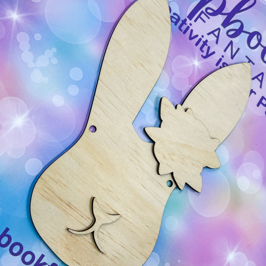 Ready-to-Colour Wooden Project Set - Rabbit (3 pieces) including holes for hanging - 4.75"x8.25" (12cmx21cm) 19393