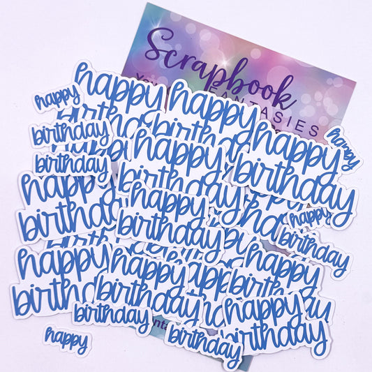 Happy Birthday Colour-Cuts - Blue (24 pieces) 90001