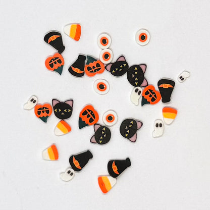 Halloween Millifiori Clay Mini Embellishments - 30 pack (5 each of 6 designs)