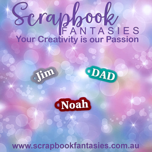 Custom Double-layer Keychain or Bag-tag - Plain Font - includes metal keychain and clip