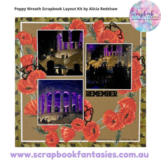 Poppy Wreath Friday Night Scrap-Along Scrapbook Layout Kit by Alicia Redshaw - 24 April 2026