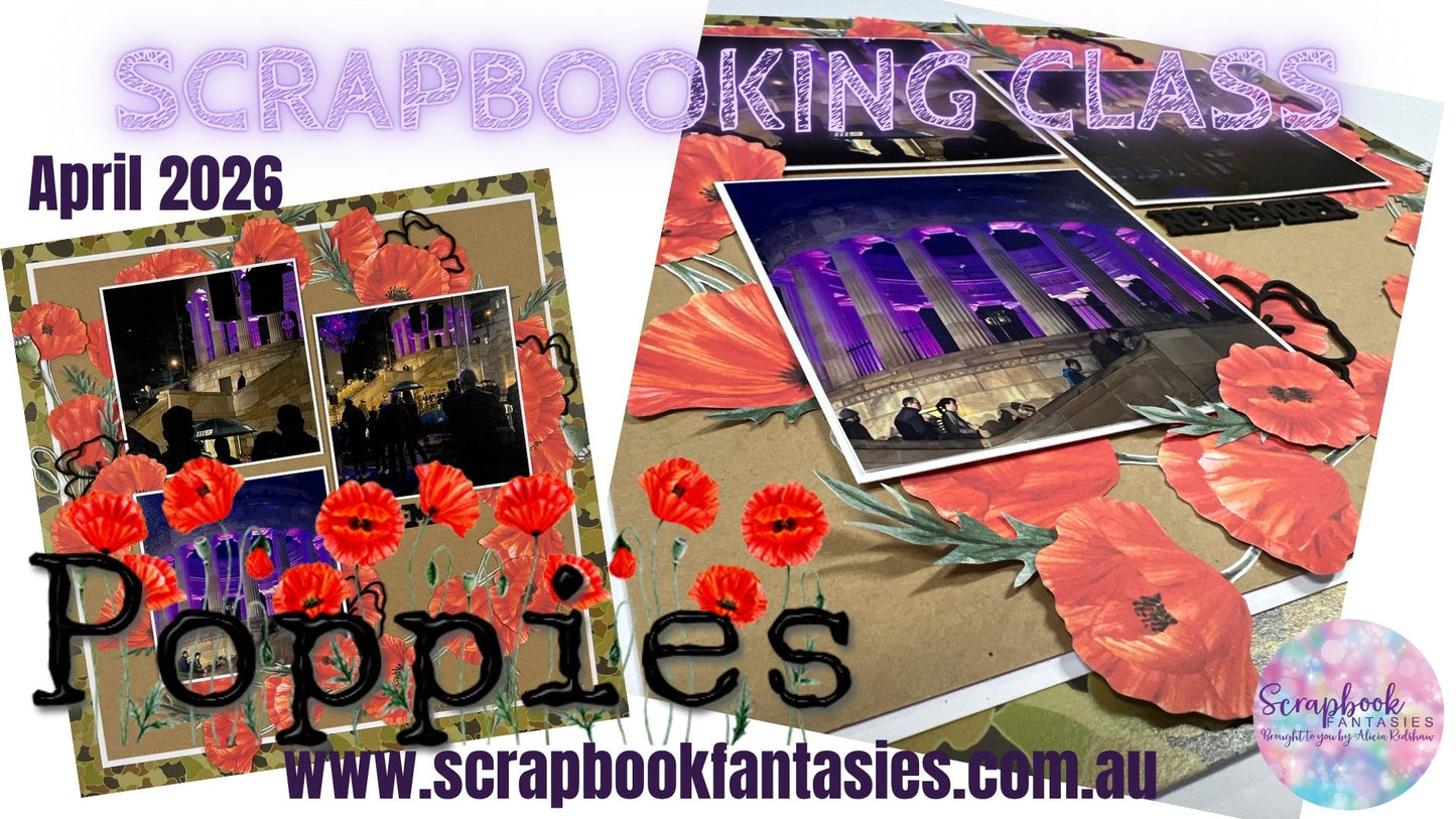 Poppy Wreath Friday Night Scrap-Along Scrapbook Layout Kit by Alicia Redshaw - 24 April 2026