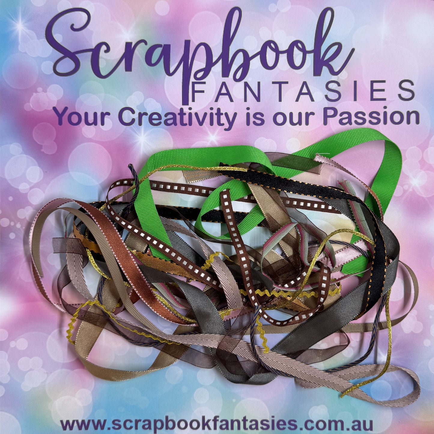 Scrapbook Fantasies Aussie Grunge Ribbon Pack - 14 x approx. 1/2 mt lengths - 20787