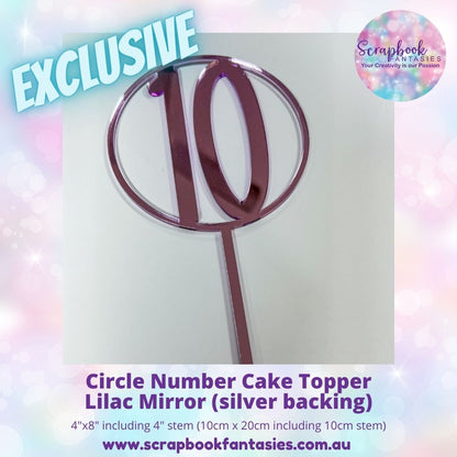 Circle Number Cake Topper - 4"x8" including 4" stem (10cm x 20cm including 10cm stem) - 3mm thick high-quality acrylic