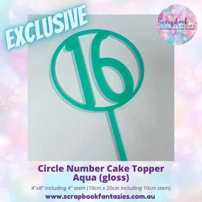 Circle Number Cake Topper - 4"x8" including 4" stem (10cm x 20cm including 10cm stem) - 3mm thick high-quality acrylic