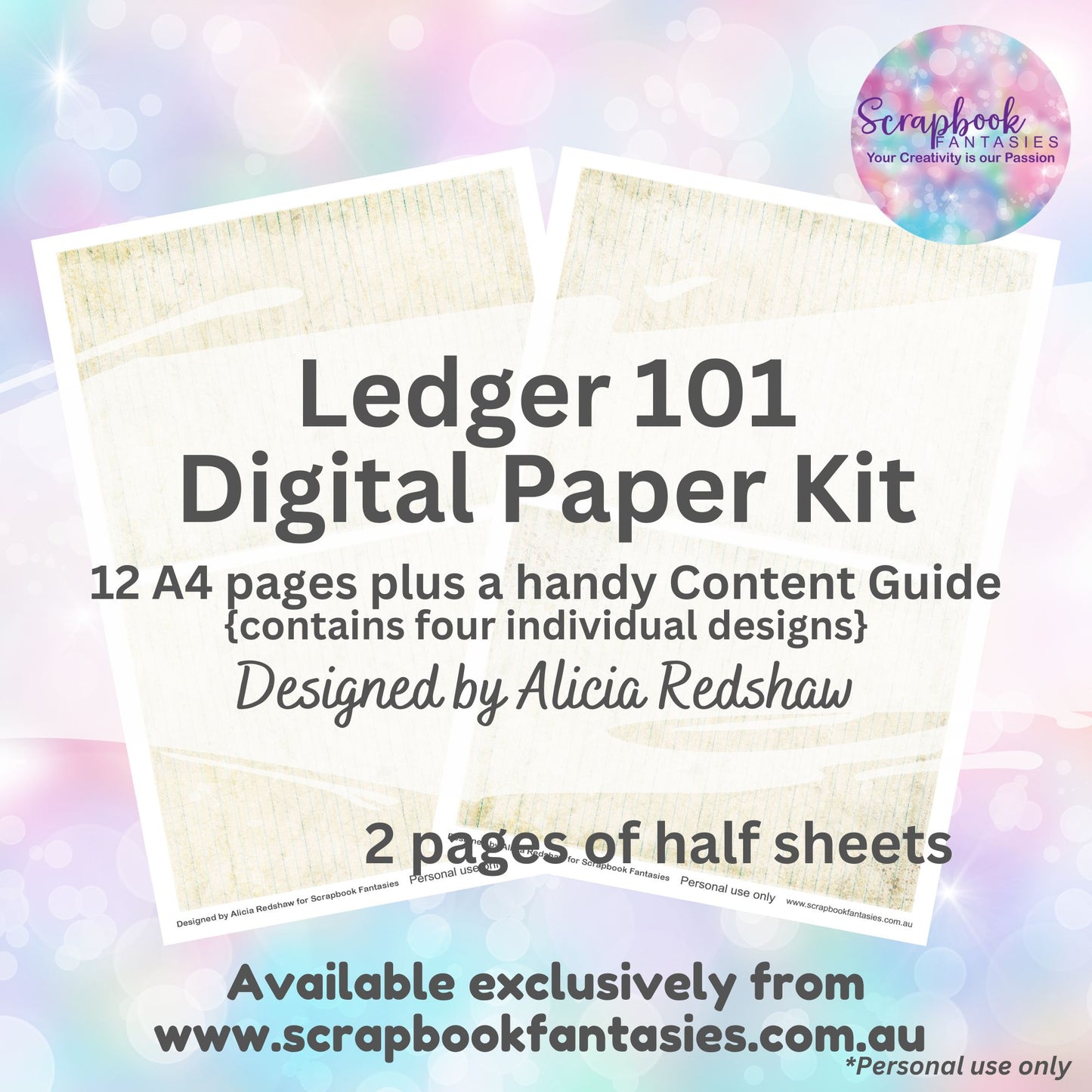 Ledger 101 Digital Paper Kit by Alicia Redshaw