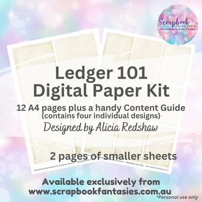 Ledger 101 Digital Paper Kit by Alicia Redshaw