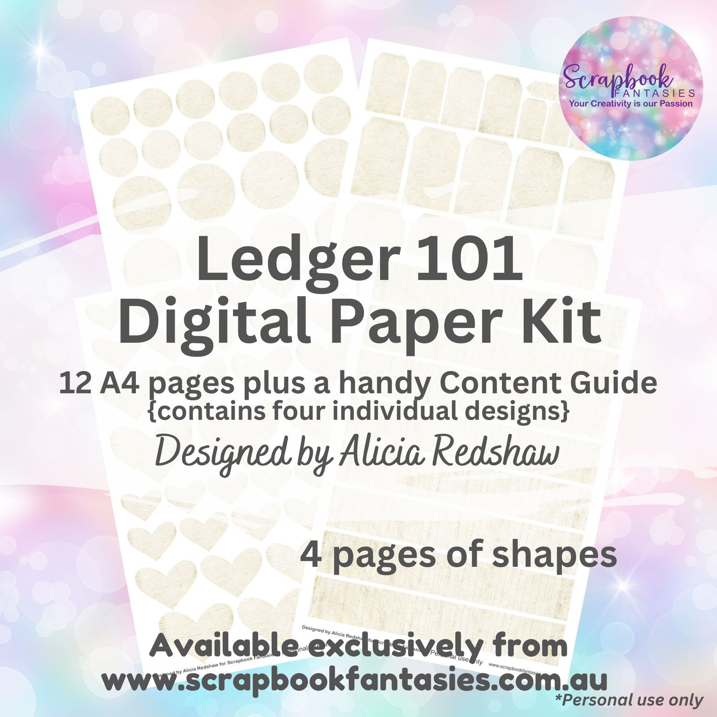 Ledger 101 Digital Paper Kit by Alicia Redshaw