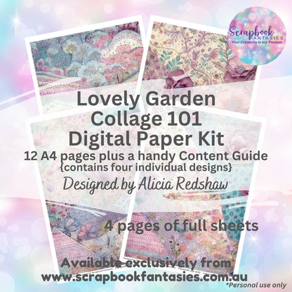 Lovely Garden Collage 101 Digital Paper Kit by Alicia Redshaw