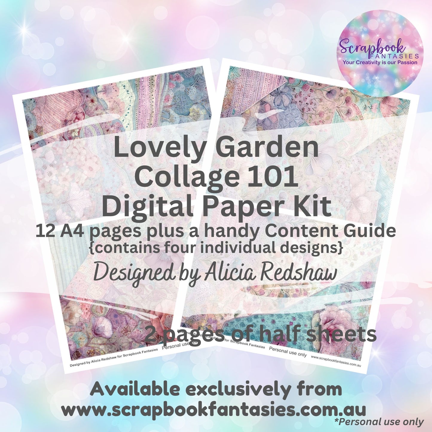 Lovely Garden Collage 101 Digital Paper Kit by Alicia Redshaw