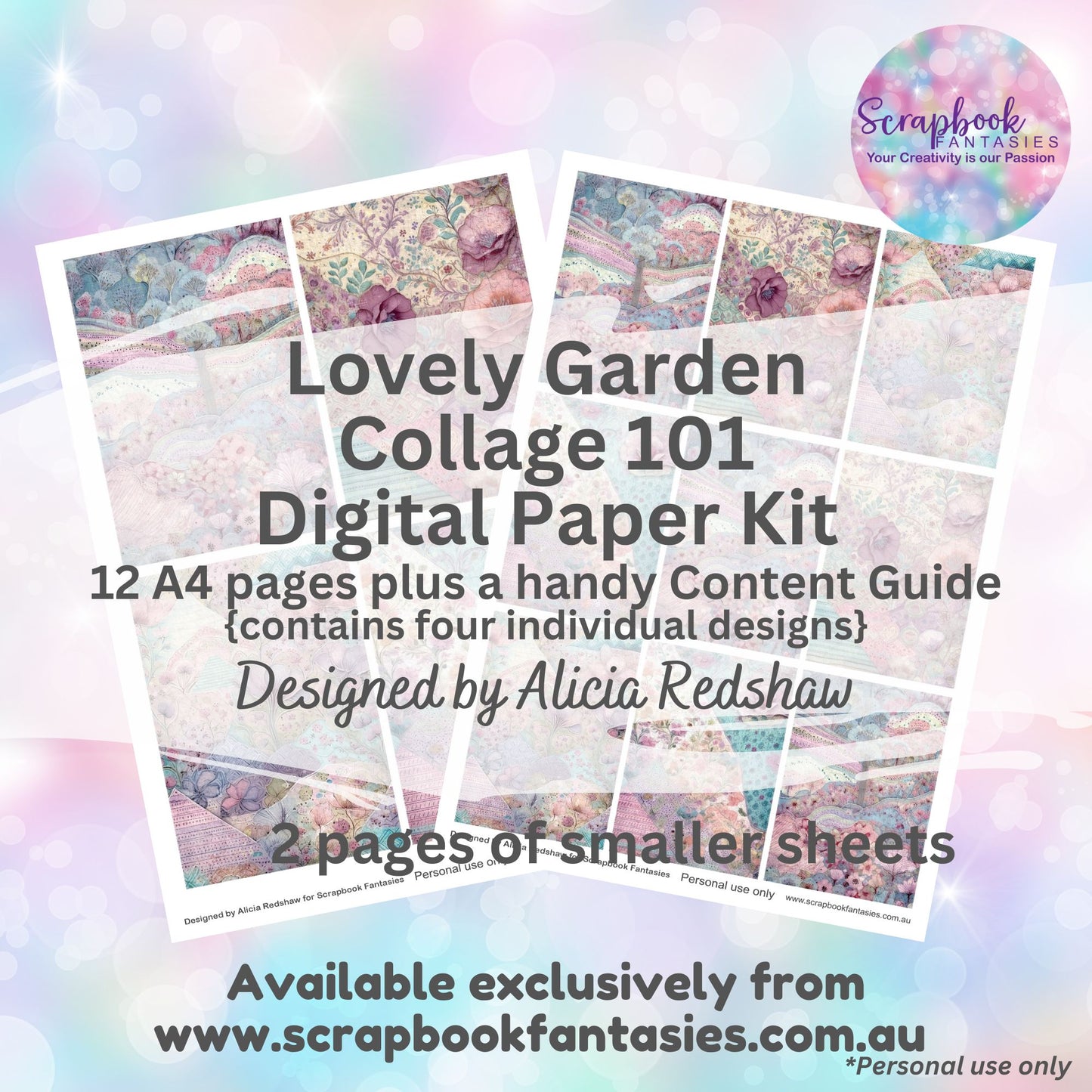 Lovely Garden Collage 101 Digital Paper Kit by Alicia Redshaw