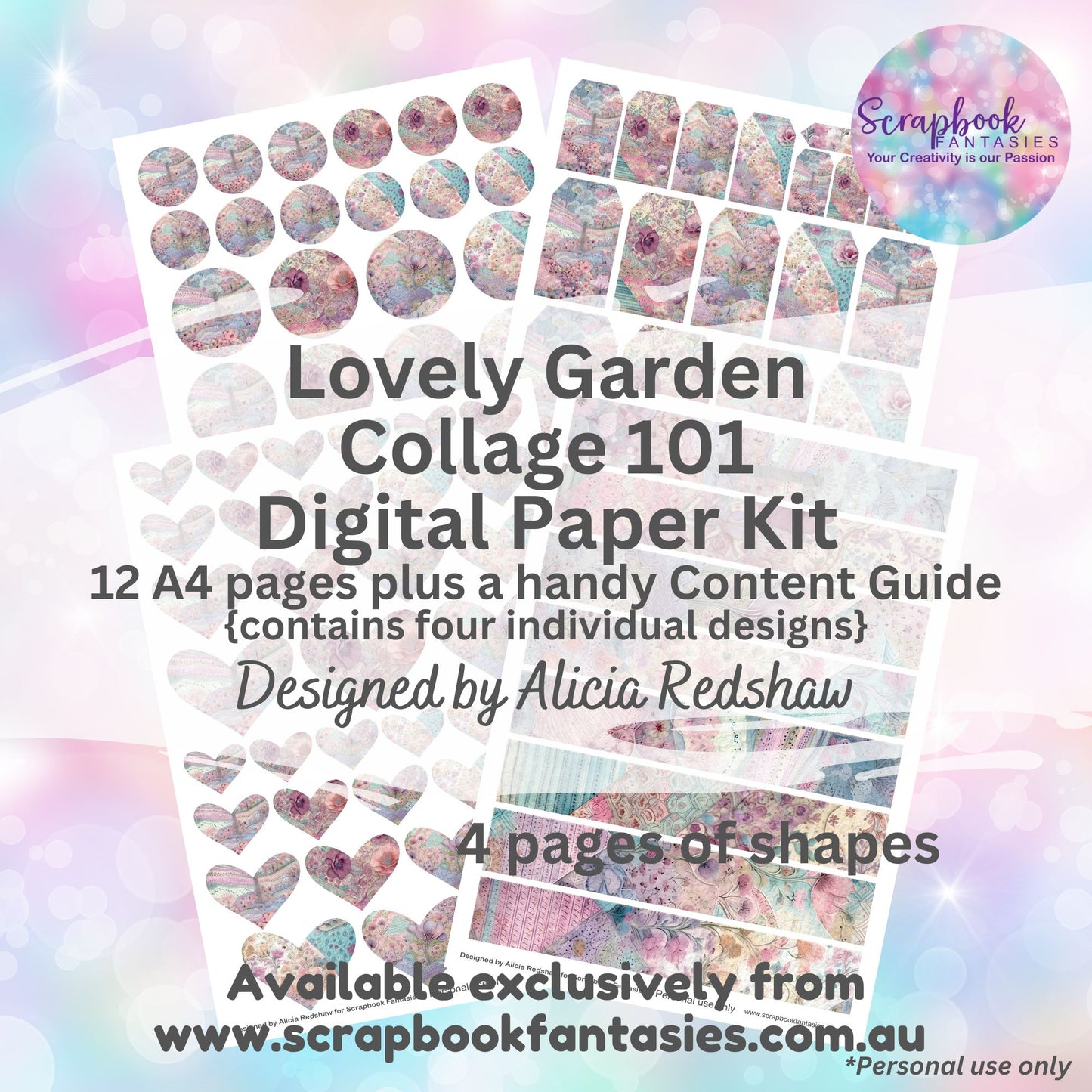 Lovely Garden Collage 101 Digital Paper Kit by Alicia Redshaw