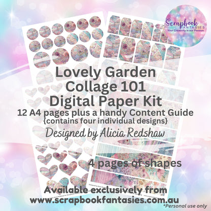 Lovely Garden Collage 101 Digital Paper Kit by Alicia Redshaw