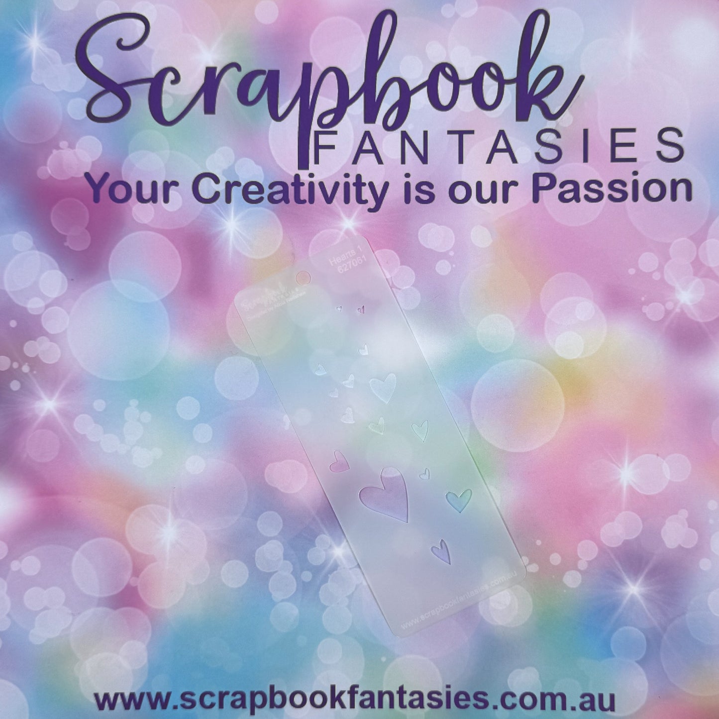 Scrapbook Fantasies Mini Border Stencil Template Mask - 2.25”x5.5” - Hearts 1 627061