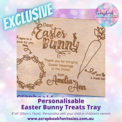 Personalisable Easter Bunny Treats Tray - 8"x6" (20cm x 15cm) - add your child or children's name/s