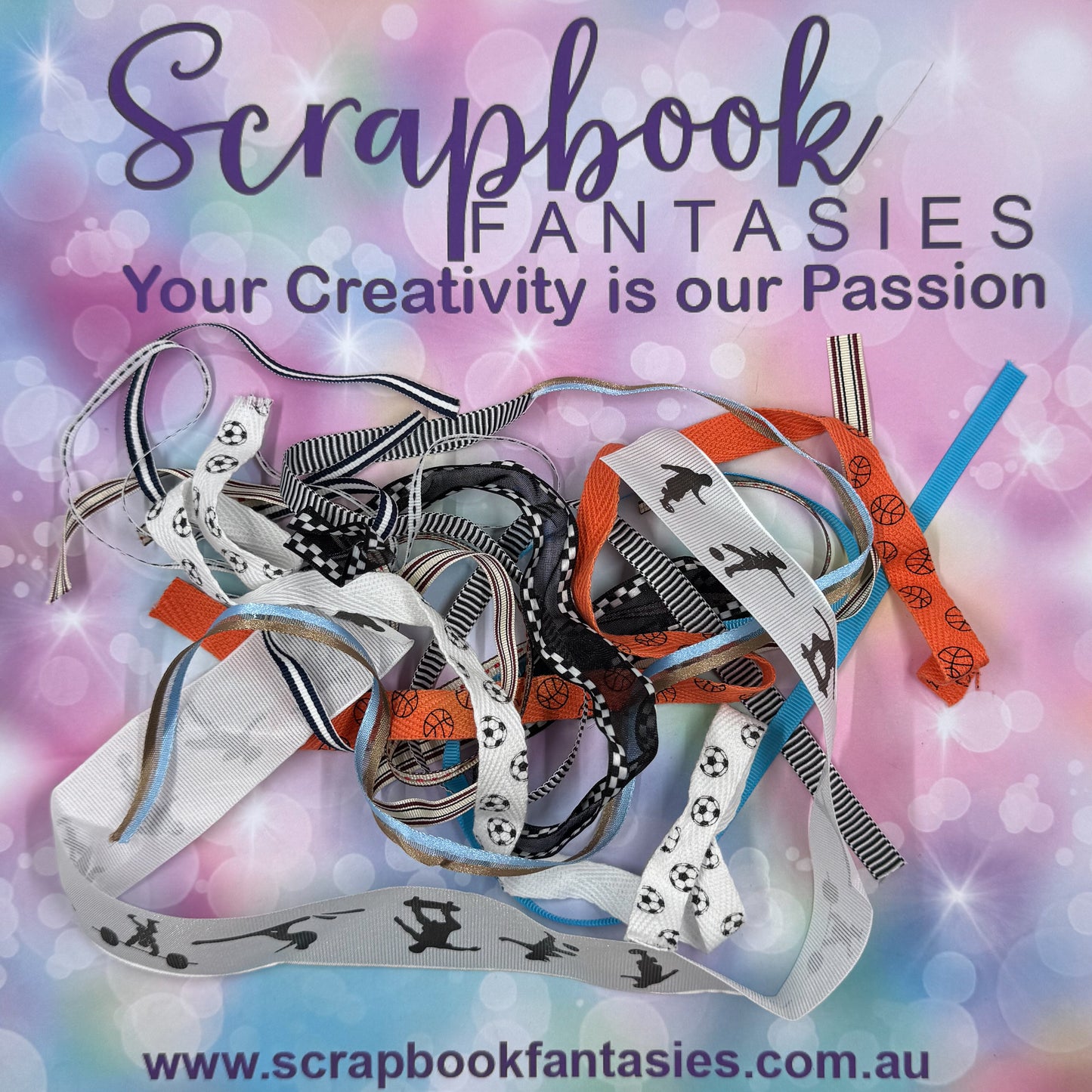 Scrapbook Fantasies Sports Ribbon Pack - 10 x approx. 1/2 mt lengths - 20795