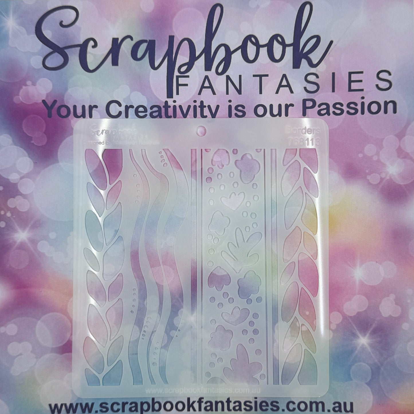 Scrapbook Fantasies Stencil Template Mask - 5.5”x5.5” - Borders 768113
