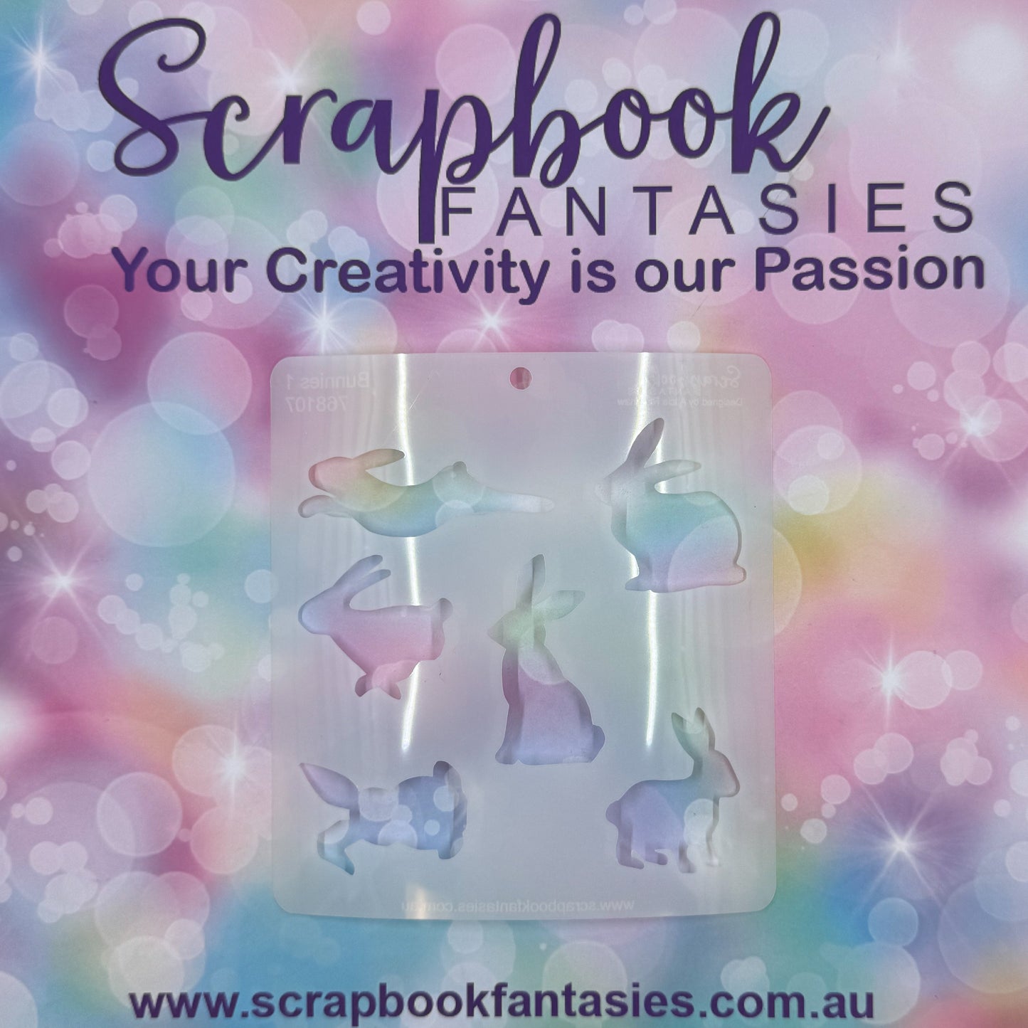 Scrapbook Fantasies Stencil Template Mask - 5.5”x5.5” - Bunnies 1 768107