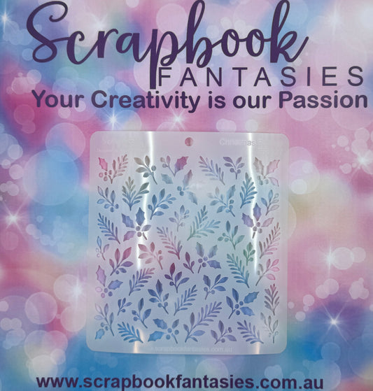 Scrapbook Fantasies Stencil Template Mask - 5.5”x5.5” - Christmas Foliage 768127