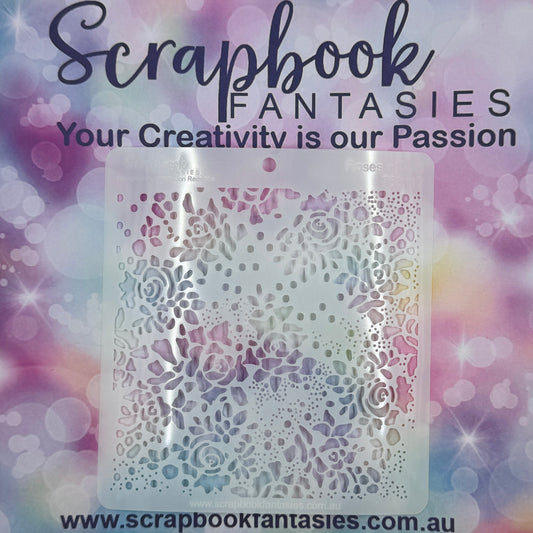 Scrapbook Fantasies Stencil Template Mask - 5.5”x5.5” - Roses + Dots 768117