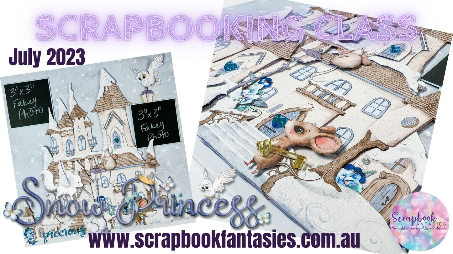 Snow Princess Saturday Night Scrap-Along Layered Castle Scrapbooking Kit - Saturday 22 July 2023
