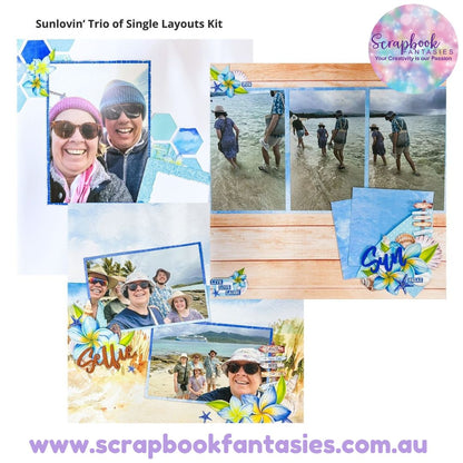 Sunlovin' Trio of Single Scrapbook Layouts Kit by Alicia Redshaw