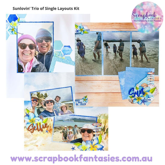 Sunlovin' Trio of Single Scrapbook Layouts Kit by Alicia Redshaw