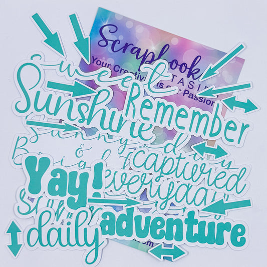 Sunny Days Colour-Cuts - Everyday Words - Aqua (24 pieces) 20562