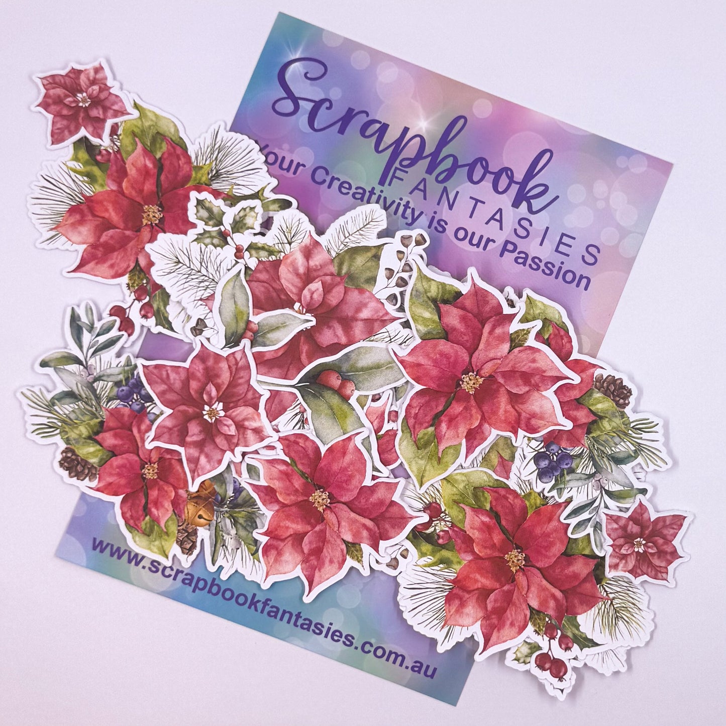 Traditional Christmas Colour-Cuts - Christmas Poinsettias (18 pieces) 11117