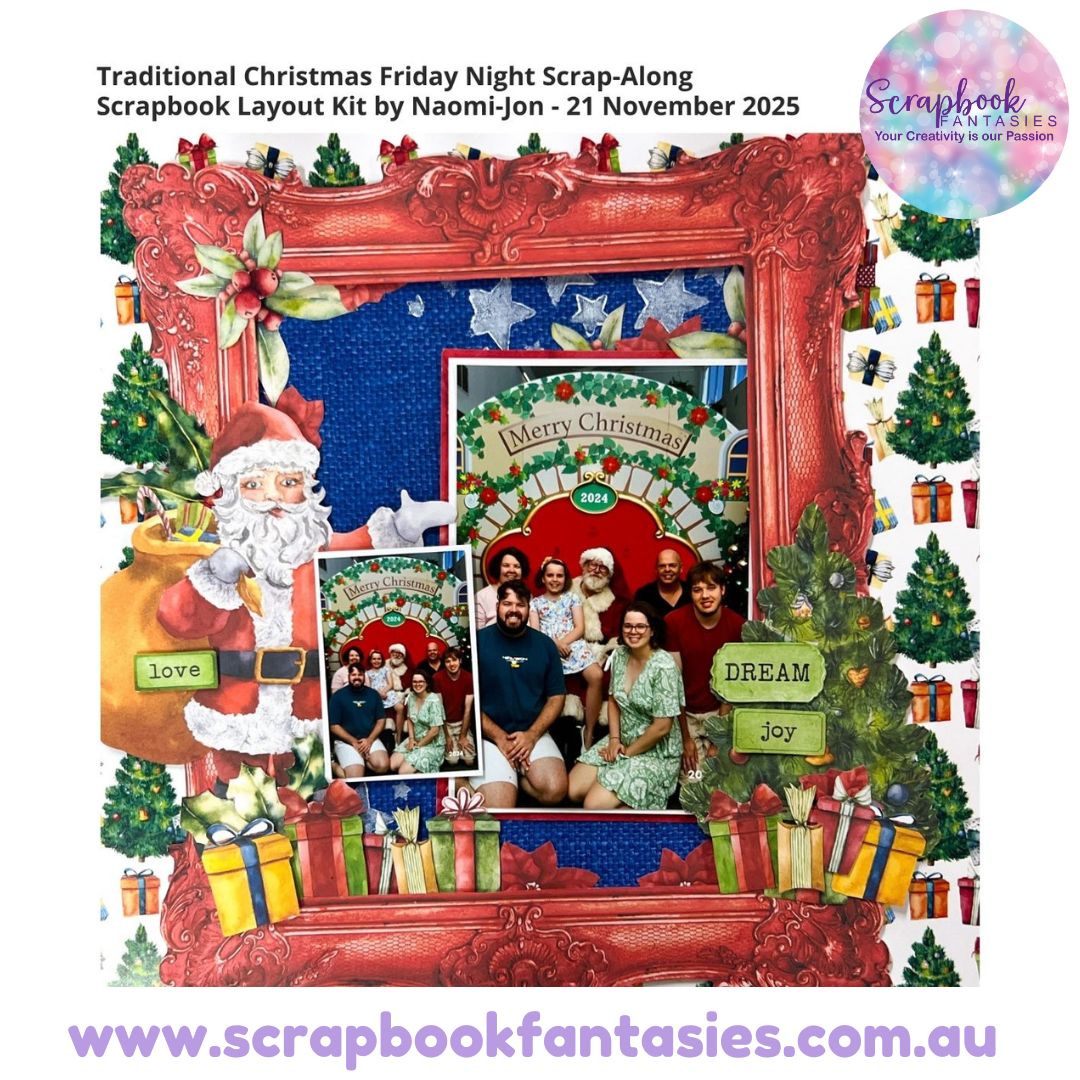 Traditional Christmas Friday Night Scrap-Along Scrapbook Layout Kit by Naomi-Jon - 21 November 2025